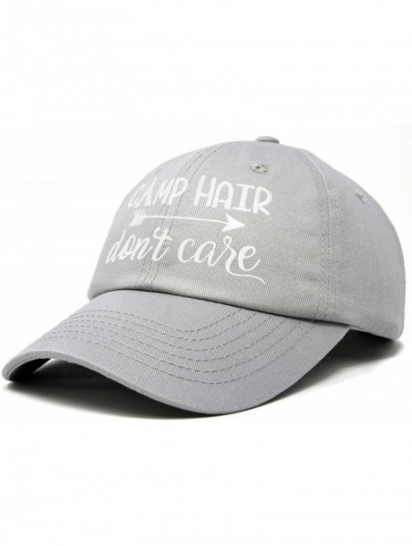 Baseball Caps Camp Hair Don't Care Hat Dad Cap 100% Cotton Lightweight - Gray - CH18S045KOW $15.27