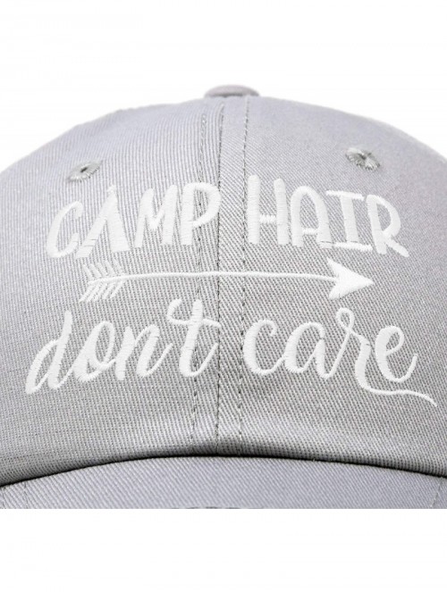 Baseball Caps Camp Hair Don't Care Hat Dad Cap 100% Cotton Lightweight - Gray - CH18S045KOW $15.27