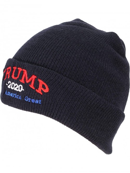 Skullies & Beanies Adult USA Made Embroidered Trump 2020 Keep America Great Beanie - Navy - CP18L9X5KL4 $15.55