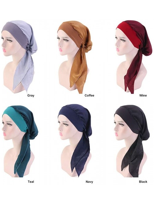 Skullies & Beanies Women Vintage Silky Turbans Head Scarf Elastic Wide Band Multifunction Printing Hat Chemo Hair Loss Cap - ...