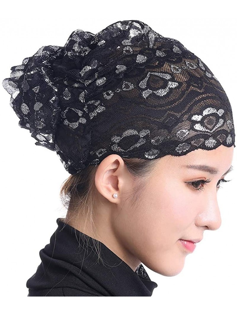 Skullies & Beanies Translucent Lightweight Bonnet Women Muslim Stretch - Black - C018KIN54US $9.94