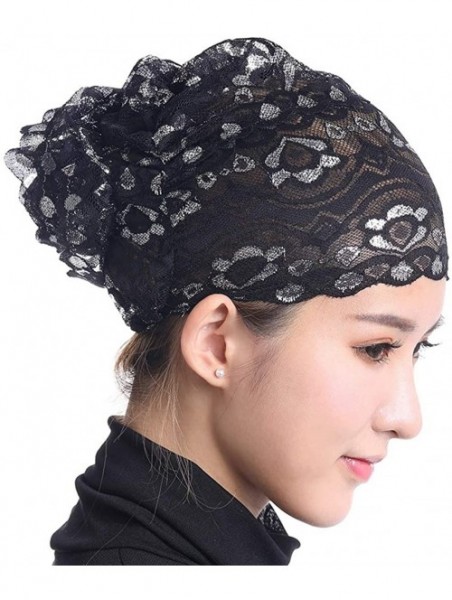 Skullies & Beanies Translucent Lightweight Bonnet Women Muslim Stretch - Black - C018KIN54US $9.94