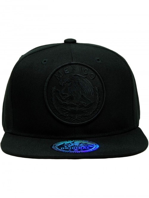 Baseball Caps Mexico Eagle Embroidery Snapback Hat Adjustable Mexico Flag Baseball Cap - Black - C118SC5S3U5 $18.52