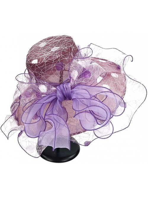 Sun Hats Womens Tea Party Church Derby Flower Organza Hat - 2-purple - C818OWLG4KG $10.51