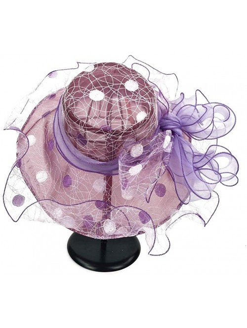 Sun Hats Womens Tea Party Church Derby Flower Organza Hat - 2-purple - C818OWLG4KG $10.51