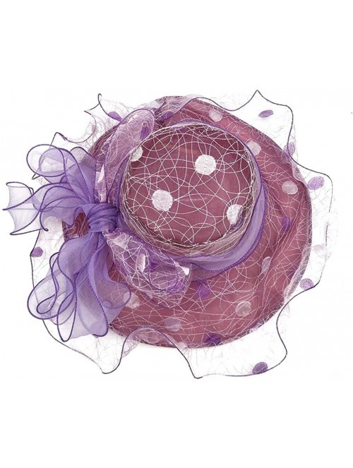 Sun Hats Womens Tea Party Church Derby Flower Organza Hat - 2-purple - C818OWLG4KG $10.51