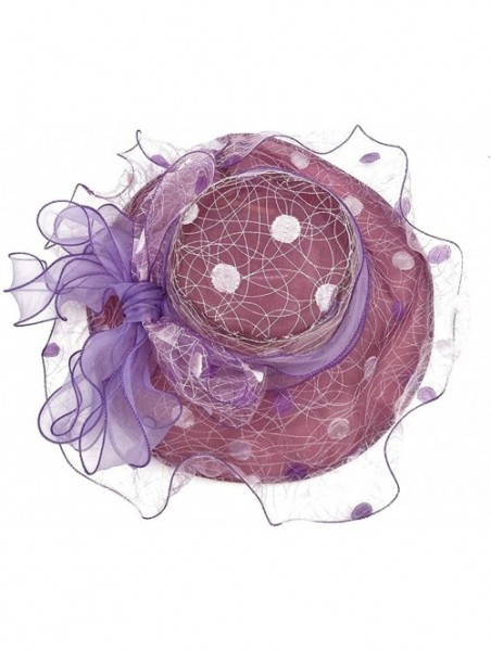 Sun Hats Womens Tea Party Church Derby Flower Organza Hat - 2-purple - C818OWLG4KG $10.51