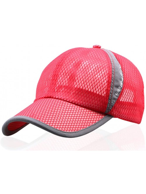 Baseball Caps Unisex Mesh Brim Tennis Cap Outside Sunscreen Quick Dry Adjustable Baseball Hat - A-red - CT18S4TGC40 $15.89