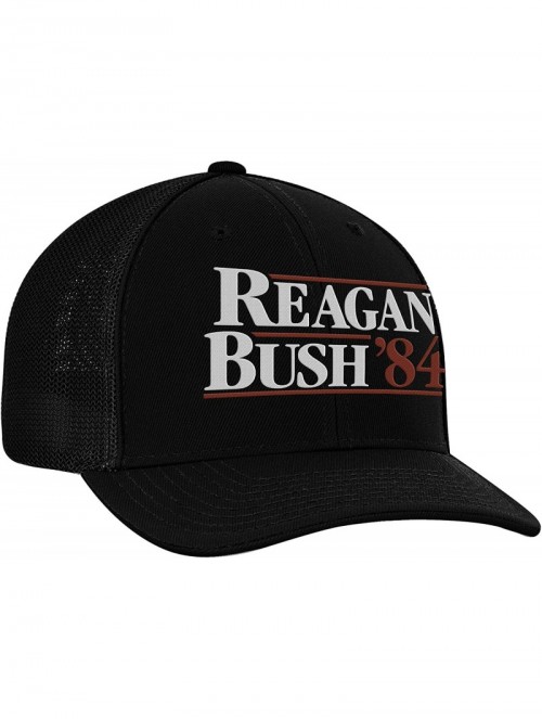Baseball Caps Reagan Bush 84 Campaign Adult Trucker Hat - Black/Black - C4199IG36SN $25.26