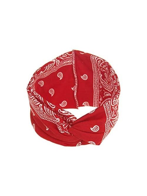 Headbands Women Yoga Sport Headband Elastic Floral Twisted Knotted Hair Band Turban - Red - CH18NO3RRT0 $10.81