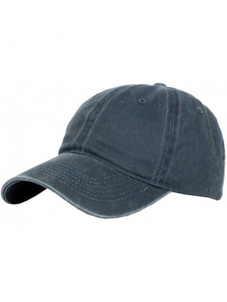 Baseball Caps Vintage-Washed Baseball Cap Men/Women Adjustable - Distressed Hats Cotton - Navy - CR18R98O3WO $14.95