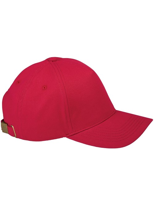 Baseball Caps BX034 5-Panel Brushed Twill Cap - Red - CQ11J3AMV29 $10.21