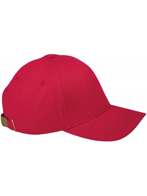 Baseball Caps BX034 5-Panel Brushed Twill Cap - Red - CQ11J3AMV29 $10.21