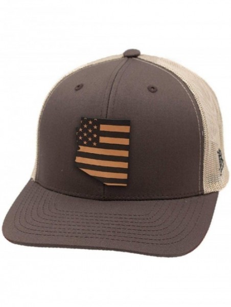 Baseball Caps 'Arizona Patriot' Leather Patch Hat Curved Trucker - OSFA/Charcoal/Black - CB18IGQM456 $33.06