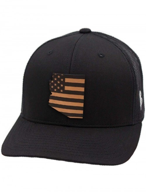 Baseball Caps 'Arizona Patriot' Leather Patch Hat Curved Trucker - OSFA/Charcoal/Black - CB18IGQM456 $33.06