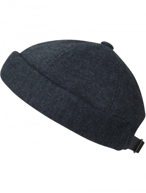 Skullies & Beanies Solid Color Cotton Short Beanie Strap Back Casual Hat Soft Cap - Dark Grey - CK188OAMARZ $23.14