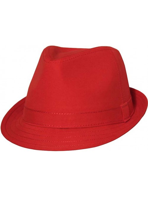 Fedoras Red Classic Short Brim Fedora Hat with 1" Red Band - CT1172DPQ0T $27.50