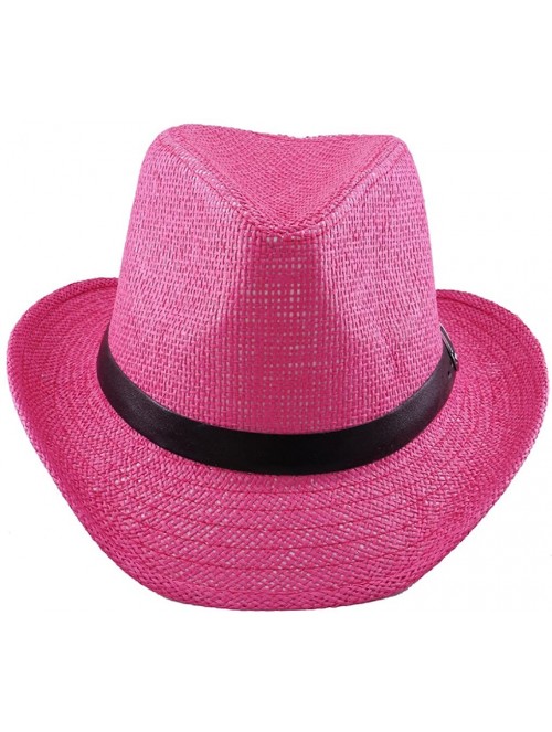 Cowboy Hats Silver Fever Woven Urban Panama Cowboy Hat with Ribbon - Pink - CT12BWNNVS3 $15.72