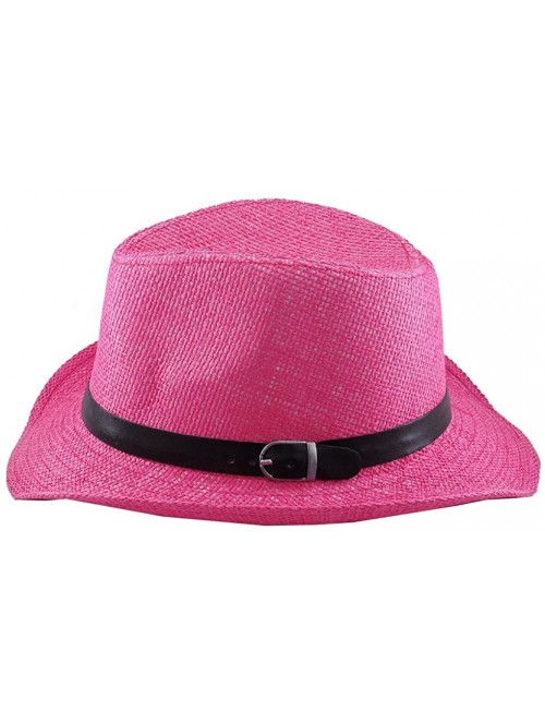 Cowboy Hats Silver Fever Woven Urban Panama Cowboy Hat with Ribbon - Pink - CT12BWNNVS3 $15.72