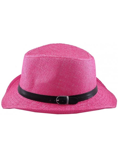 Cowboy Hats Silver Fever Woven Urban Panama Cowboy Hat with Ribbon - Pink - CT12BWNNVS3 $15.72