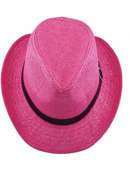 Cowboy Hats Silver Fever Woven Urban Panama Cowboy Hat with Ribbon - Pink - CT12BWNNVS3 $15.72