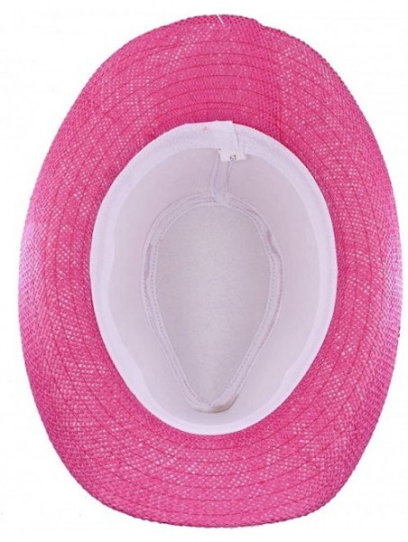 Cowboy Hats Silver Fever Woven Urban Panama Cowboy Hat with Ribbon - Pink - CT12BWNNVS3 $15.72