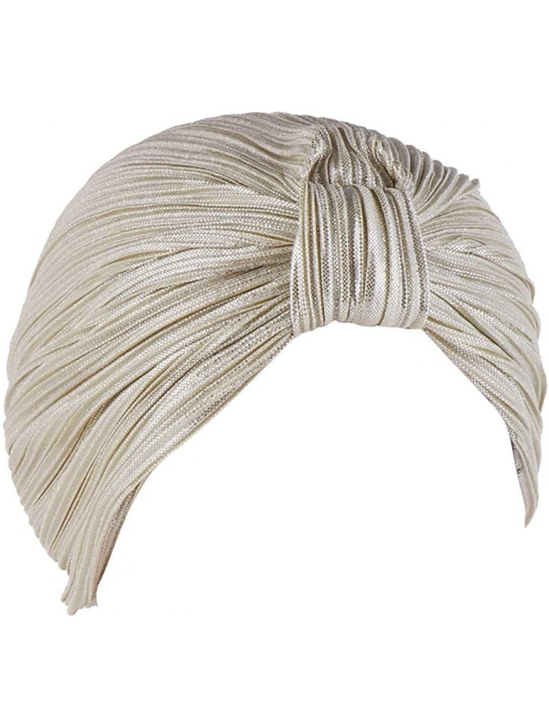 Skullies & Beanies Women India Hat Muslim Ruffle Cancer Chemo Beanie Turban Ruched Wrap Cap - Beige - C918UG8NR2U $13.13