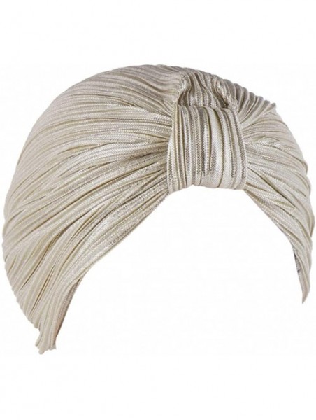 Skullies & Beanies Women India Hat Muslim Ruffle Cancer Chemo Beanie Turban Ruched Wrap Cap - Beige - C918UG8NR2U $13.13