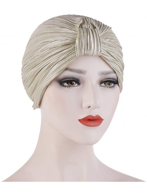 Skullies & Beanies Women India Hat Muslim Ruffle Cancer Chemo Beanie Turban Ruched Wrap Cap - Beige - C918UG8NR2U $13.13