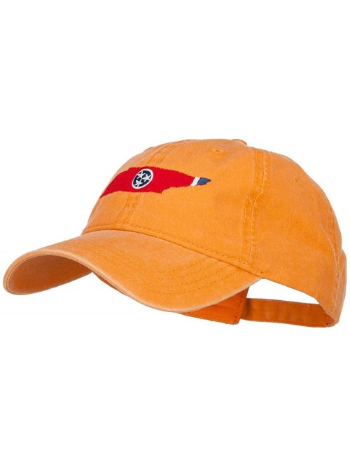 Baseball Caps Tennessee State Flag Map Embroidered Washed Cap - Orange - CM184305DDN $24.81