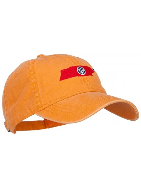 Baseball Caps Tennessee State Flag Map Embroidered Washed Cap - Orange - CM184305DDN $24.81