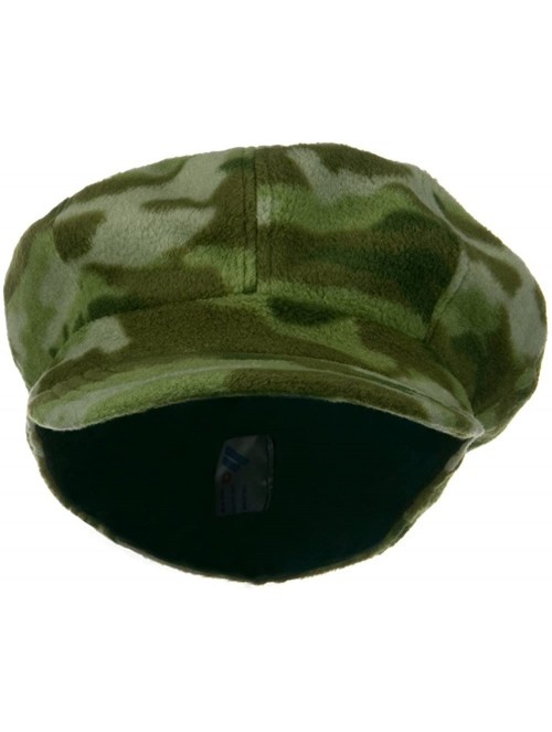 Newsboy Caps Camo Fleece Newsboy Hat - Green - C718GYZKH9G $25.38