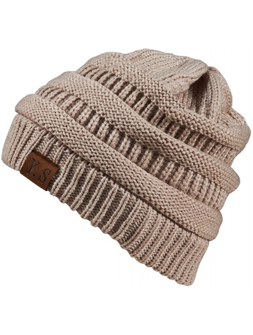 Skullies & Beanies Trendy Slouchy Beanie Hat Unisex Soft Warm Oversized Chunky Cable Knit Thick Cap Beige - CT186W8DUOQ $20.30