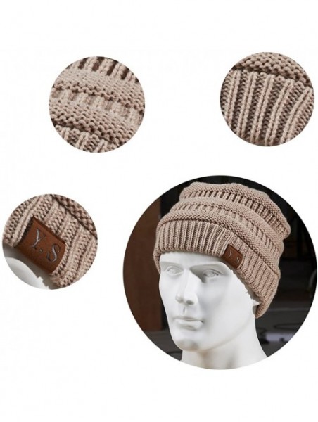 Skullies & Beanies Trendy Slouchy Beanie Hat Unisex Soft Warm Oversized Chunky Cable Knit Thick Cap Beige - CT186W8DUOQ $20.30