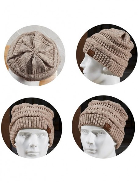 Skullies & Beanies Trendy Slouchy Beanie Hat Unisex Soft Warm Oversized Chunky Cable Knit Thick Cap Beige - CT186W8DUOQ $20.30