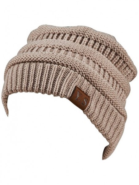 Skullies & Beanies Trendy Slouchy Beanie Hat Unisex Soft Warm Oversized Chunky Cable Knit Thick Cap Beige - CT186W8DUOQ $20.30