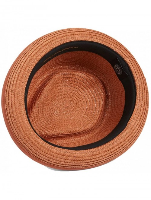 Fedoras Mens Summer Pork Pie Straw Hat - Orange - CO196OZ5D60 $71.36