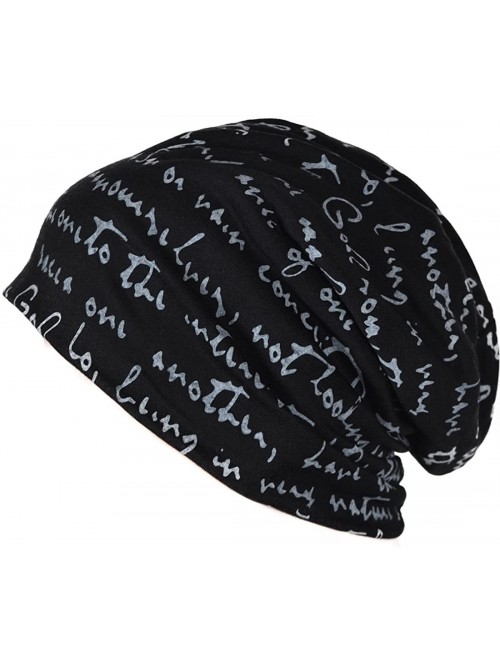 Skullies & Beanies Mens Thin Slouchy Beanie Retro Summer Cool Skull Cap Baggy Oversized Knit Hats - B078-black - CL11HGK1FML ...