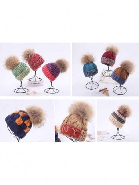 Skullies & Beanies 5" Real Raccoon Fur Pom Pom with Press Snap Button for Knitted Hat Beanie Hats- Detachable (Brown) - Brown...