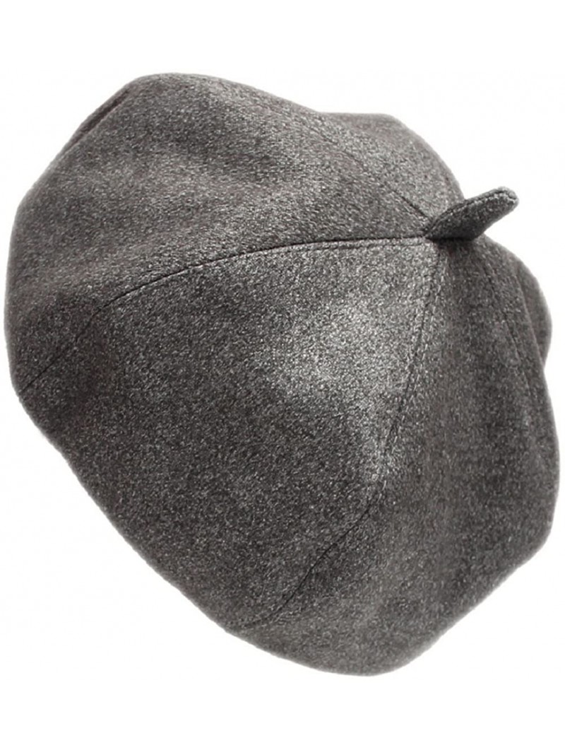 Berets French Style Lightweight Casual Classic Solid Color Faux Suede Leather Beret - Grey - CW12MZ4N5CC $10.23