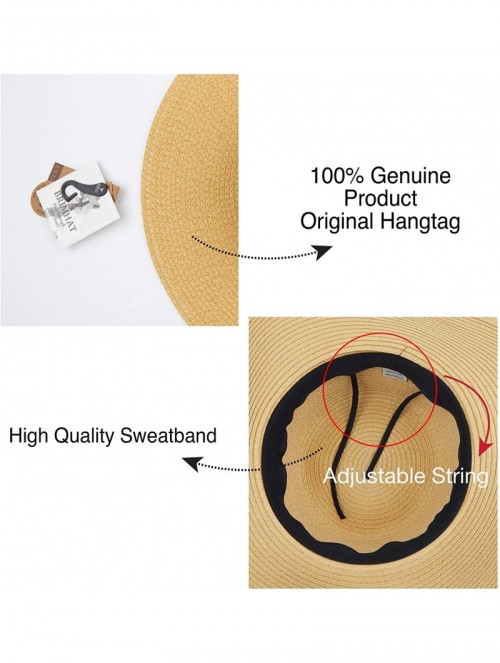 Sun Hats Pull Through Sash Scarf Eyelets Straw Hat Floppy Foldable Roll up Beach Travel Sun Hat (ST-2026-3017-20) - CL194RRKM...