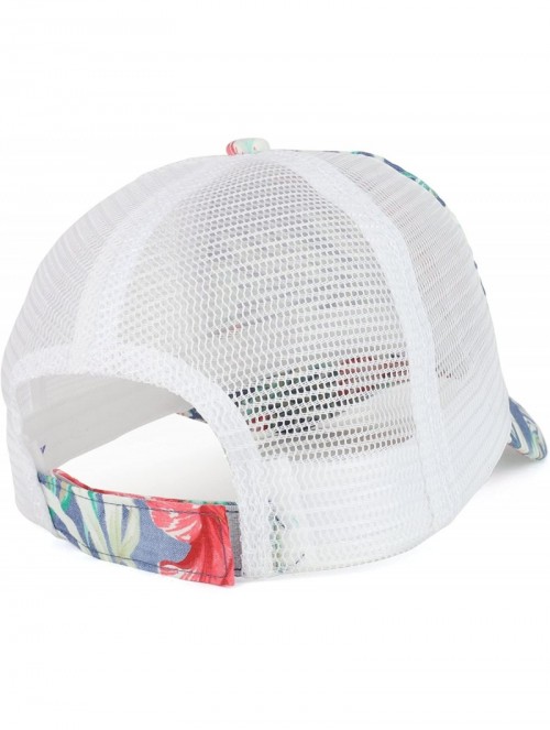 Baseball Caps Floral Print Trucker Mesh Back Unstructured Baseball Cap - Blue - CI180HEX6Q4 $21.31