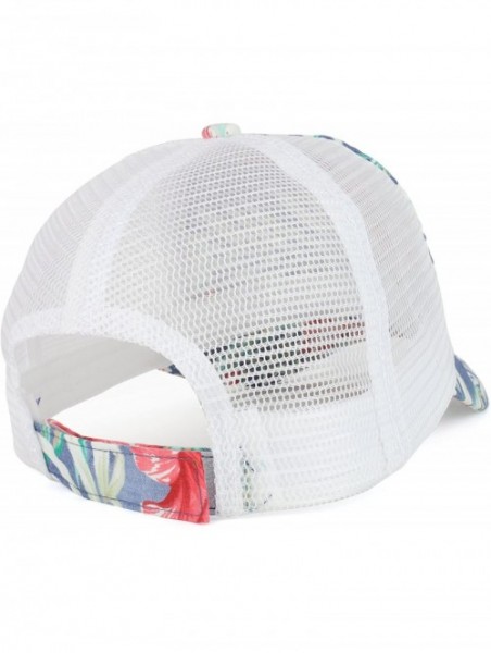 Baseball Caps Floral Print Trucker Mesh Back Unstructured Baseball Cap - Blue - CI180HEX6Q4 $21.31