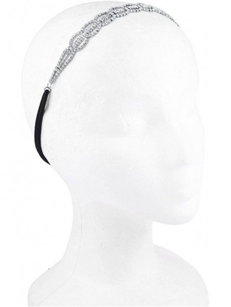 Headbands Floral Crystal Pave Queen Bridal Bridesmaid Flower Girl Stretch Headband - Silver - CV17YHCIS50 $13.54