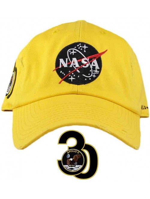 Baseball Caps Skylab NASA Hat with Special Edition Patch - Yellow Distressed - CH18HZYZX5U $36.29
