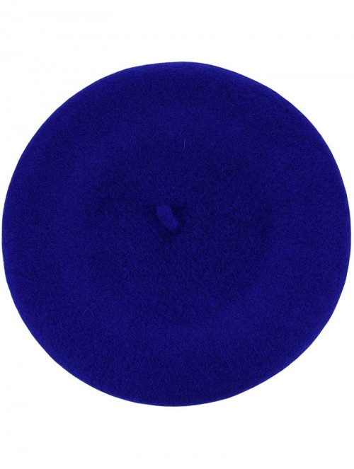 Berets French Style Lightweight Casual Classic Solid Color Wool Beret - Royal Blue - CA11NIY6YQB $12.07