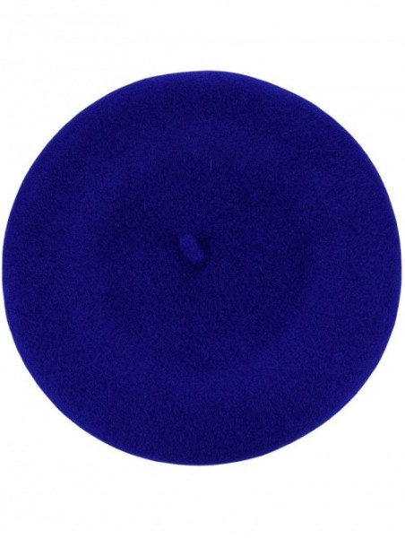 Berets French Style Lightweight Casual Classic Solid Color Wool Beret - Royal Blue - CA11NIY6YQB $12.07