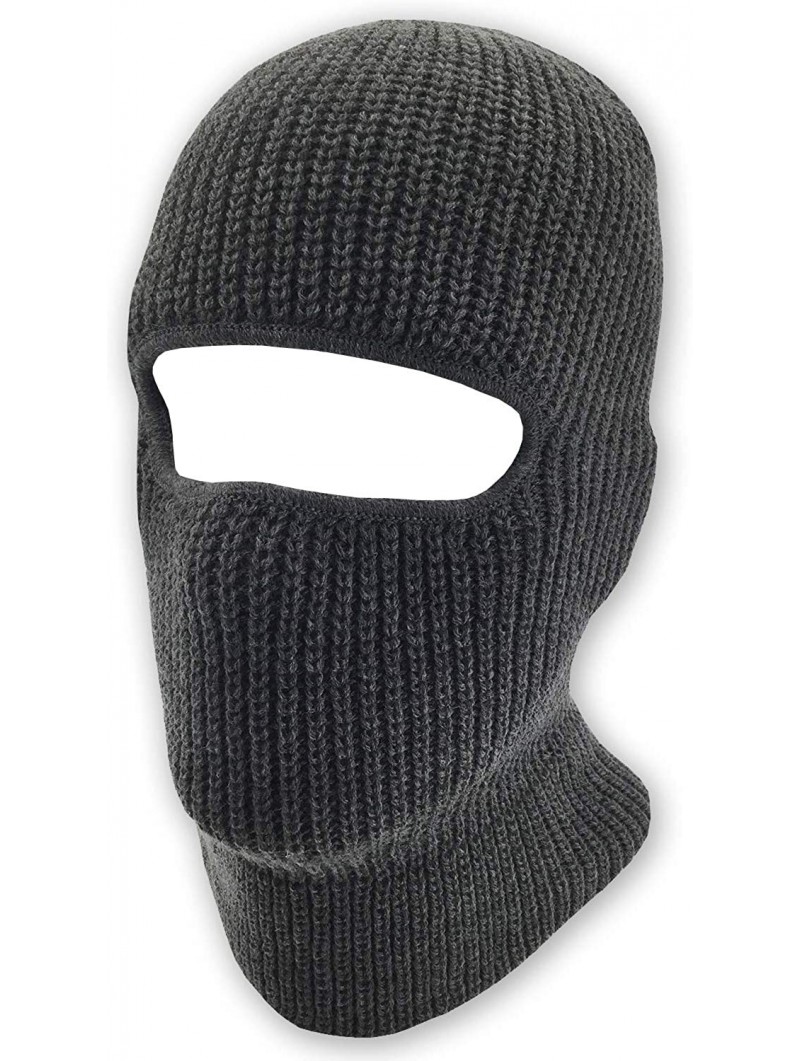 Balaclavas Double Layered Knitted One Hole Ski Mask Tactical Paintball Running - Charcoal - CO180C06YYA $10.84