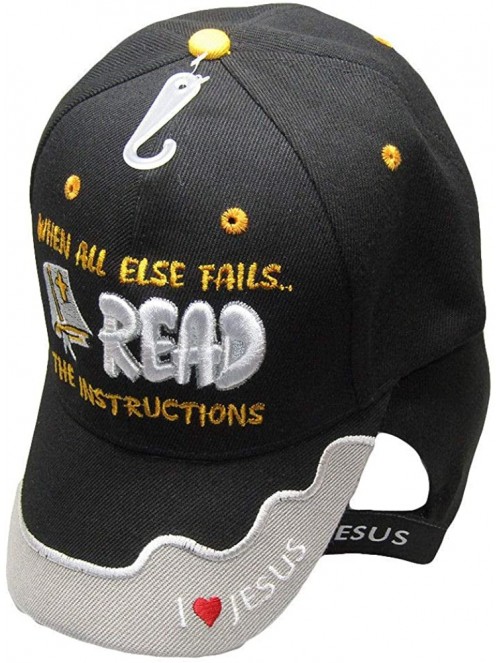 Baseball Caps When All Else Fails Read The Instructions Black Embroidered Cap CAP828 Hat - C918NQWXTAO $14.18