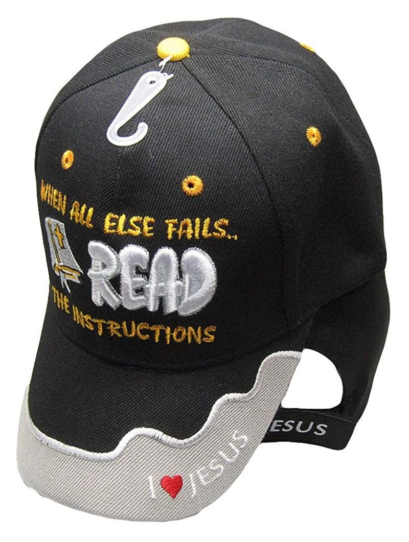 Baseball Caps When All Else Fails Read The Instructions Black Embroidered Cap CAP828 Hat - C918NQWXTAO $14.18